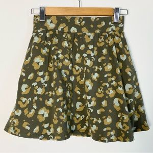 Pact Fit and Flare Skirt Green Animal Print Organic Cotton X-Small XS